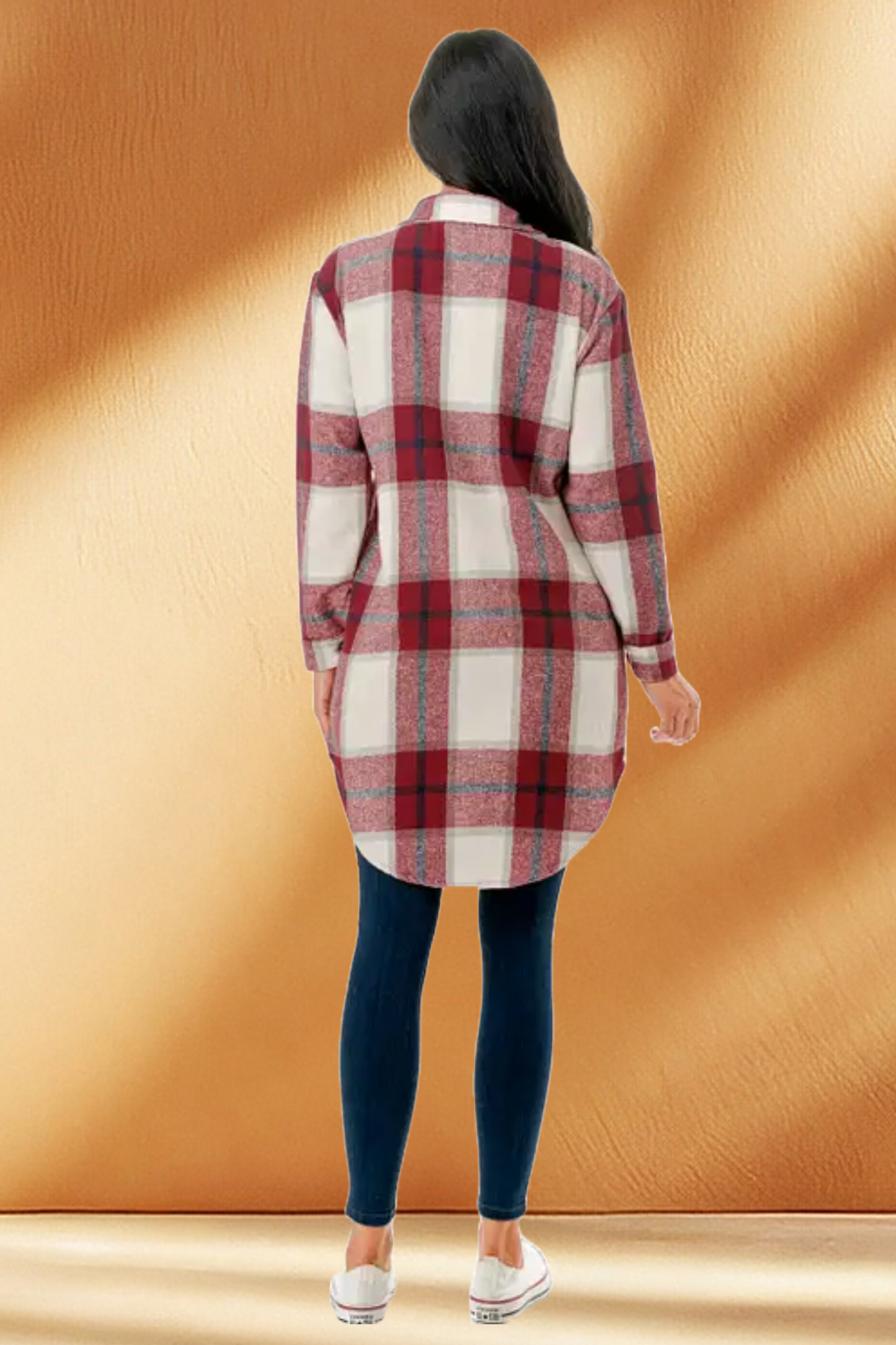 Women's Long Plaid/Flannel Jacket with Fleece