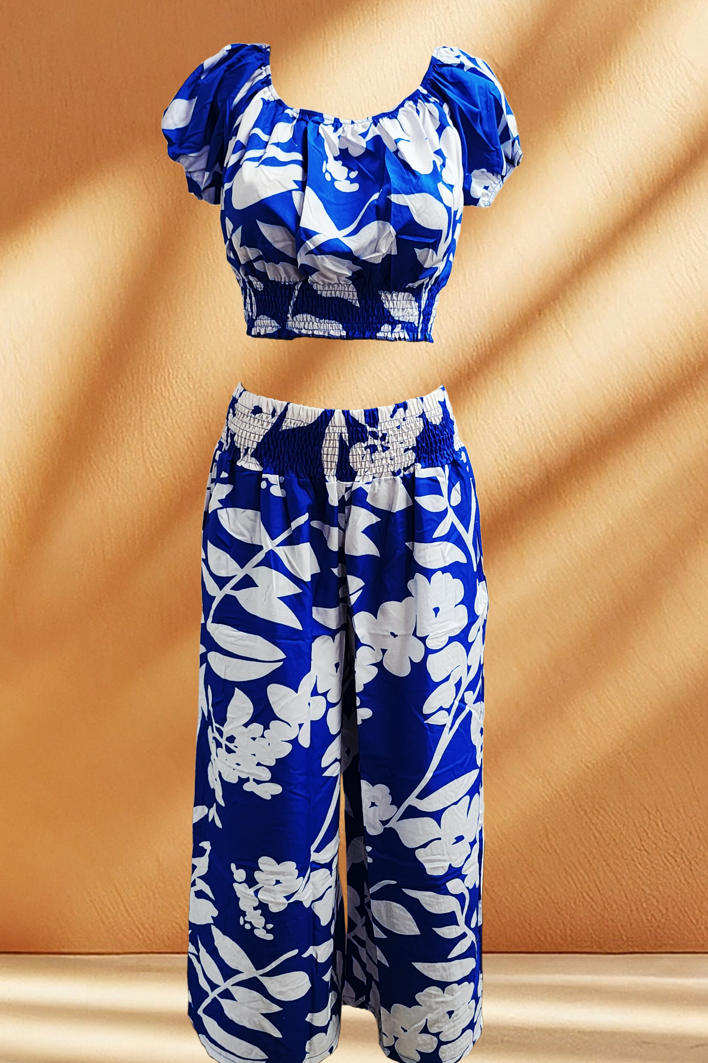 Women's White Floral Pants 2 Piece Set