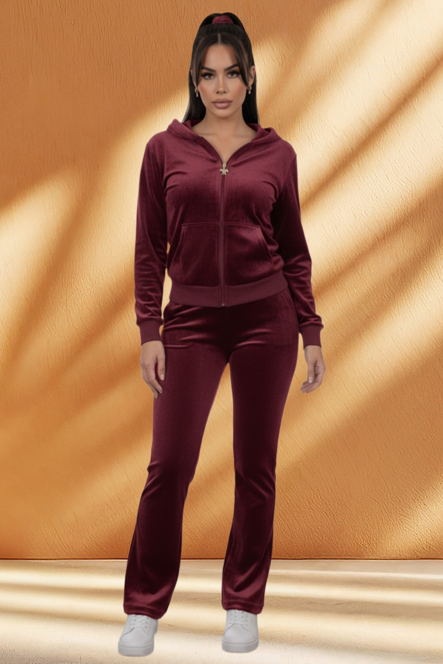 Women's Velour 2 Piece Set with Thick Fleece Lined