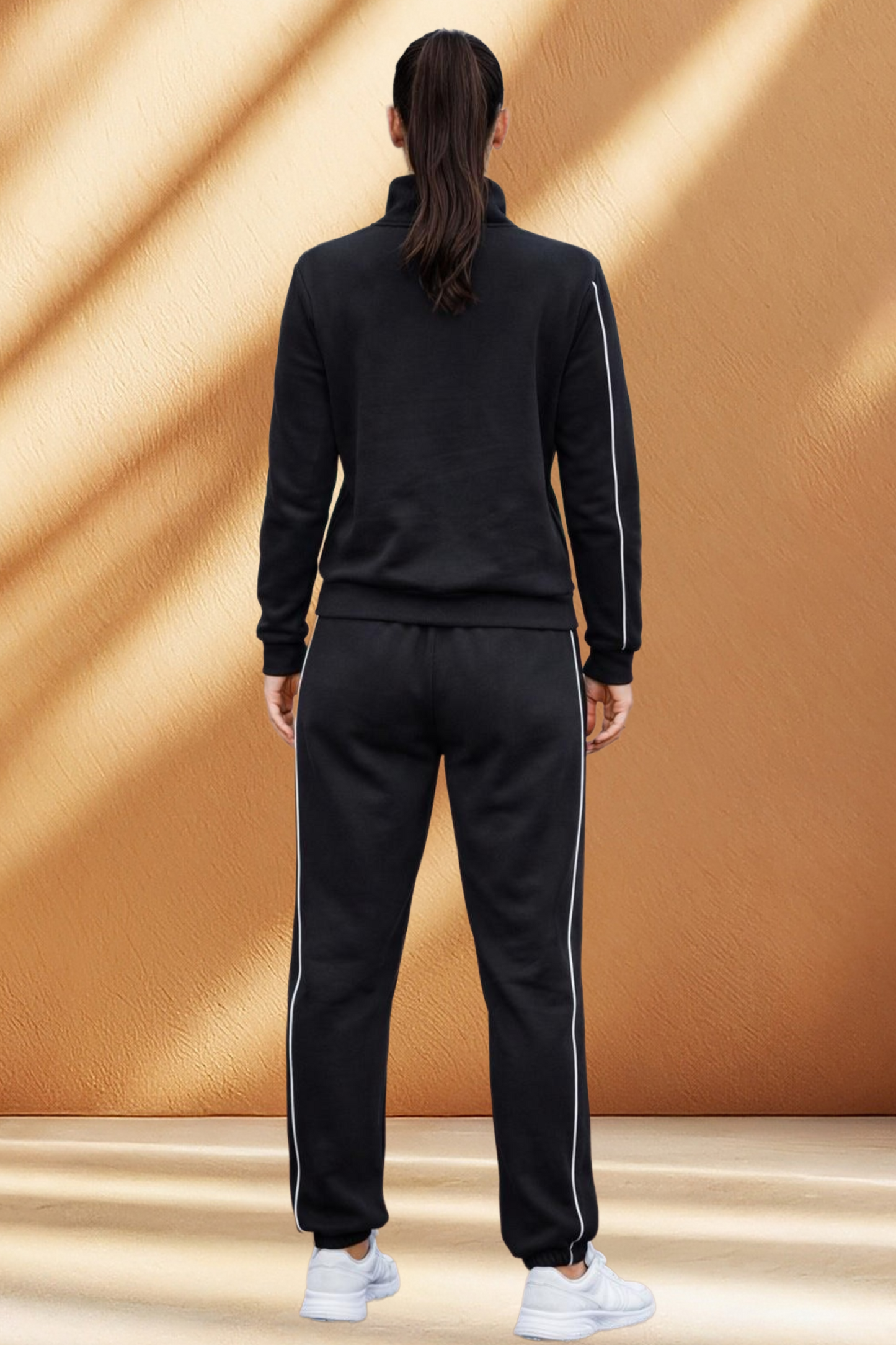 Women's Winter Stripe Fleece Jogger 2 Piece Set