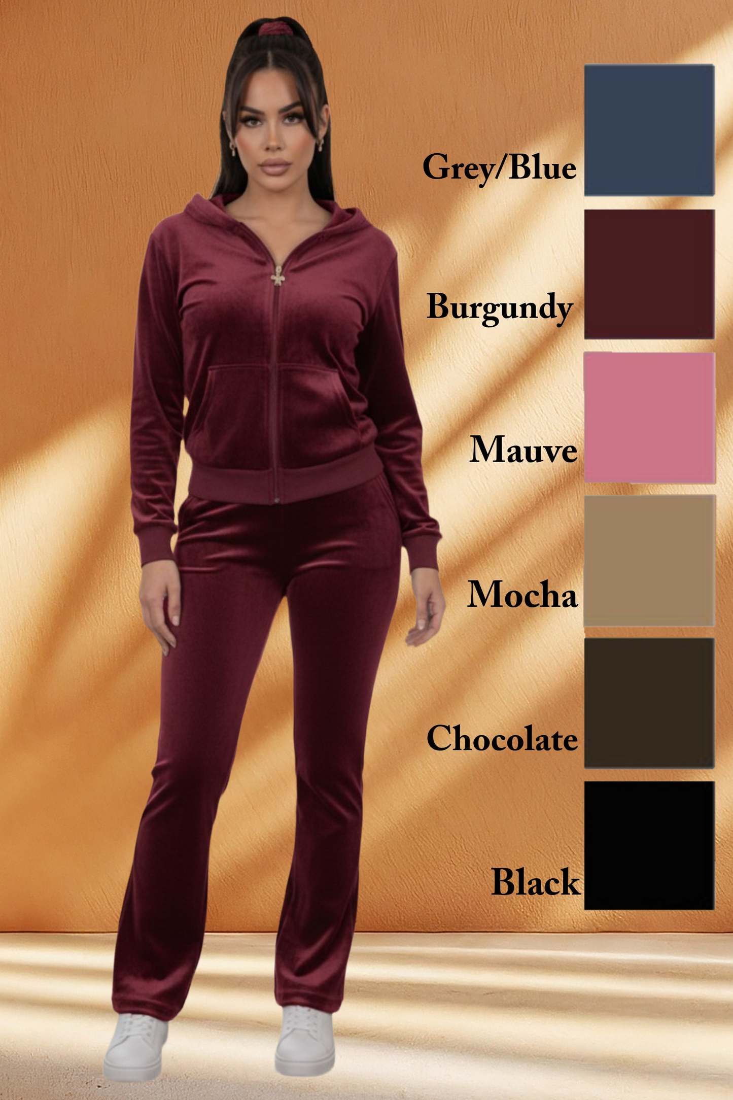 Women's Velour 2 Piece Set with Thick Fleece Lined