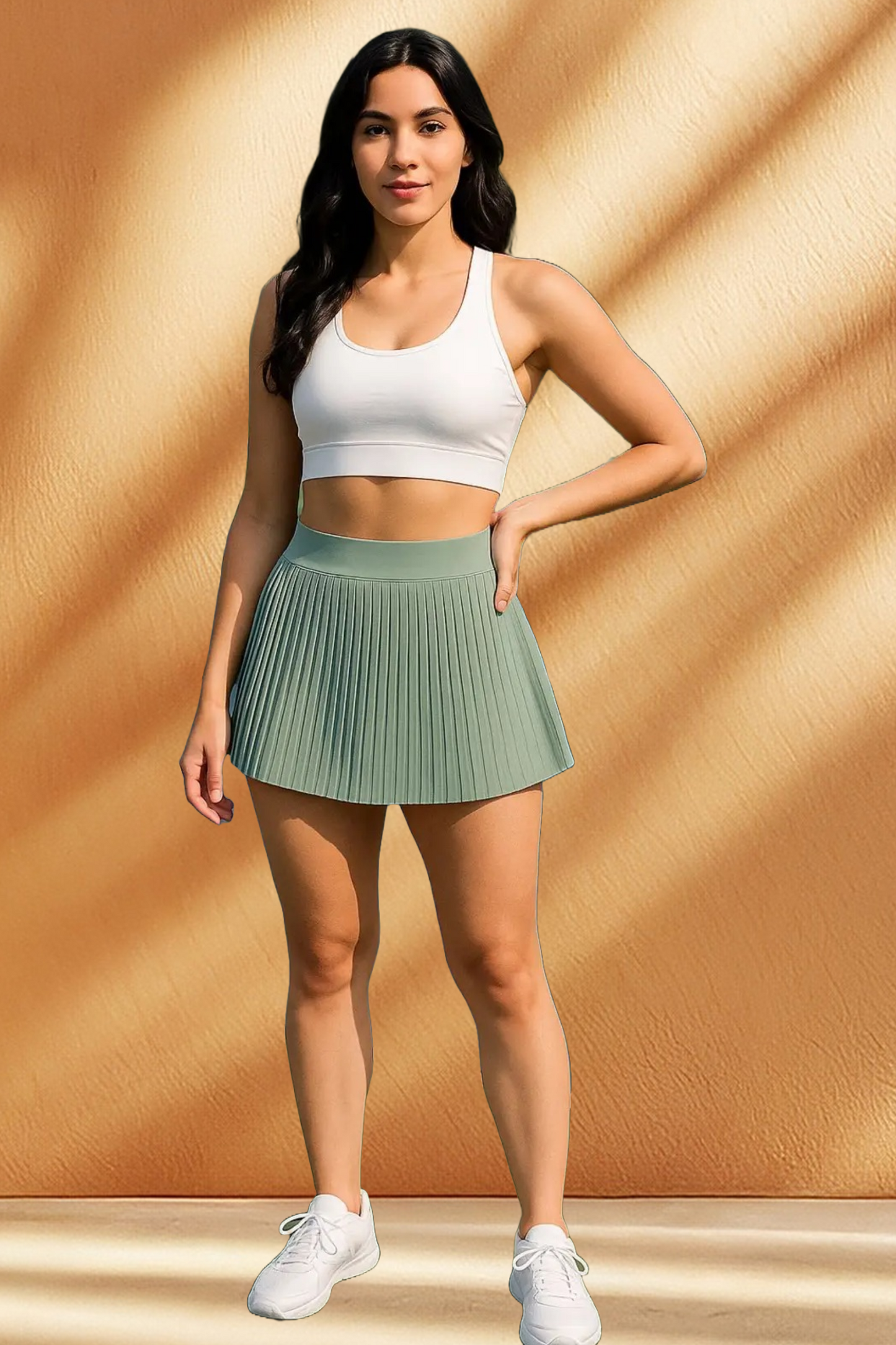 Women's Pleated Skirt with Build-in Shorts