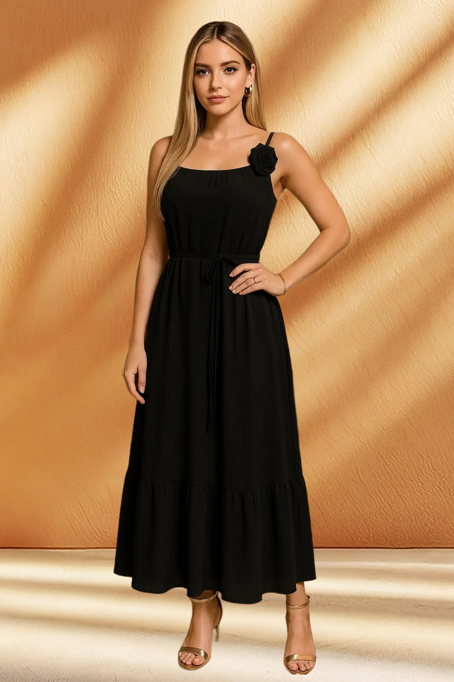 Women's Flowy Summer Spaghetti Strap Maxi Loose Dress