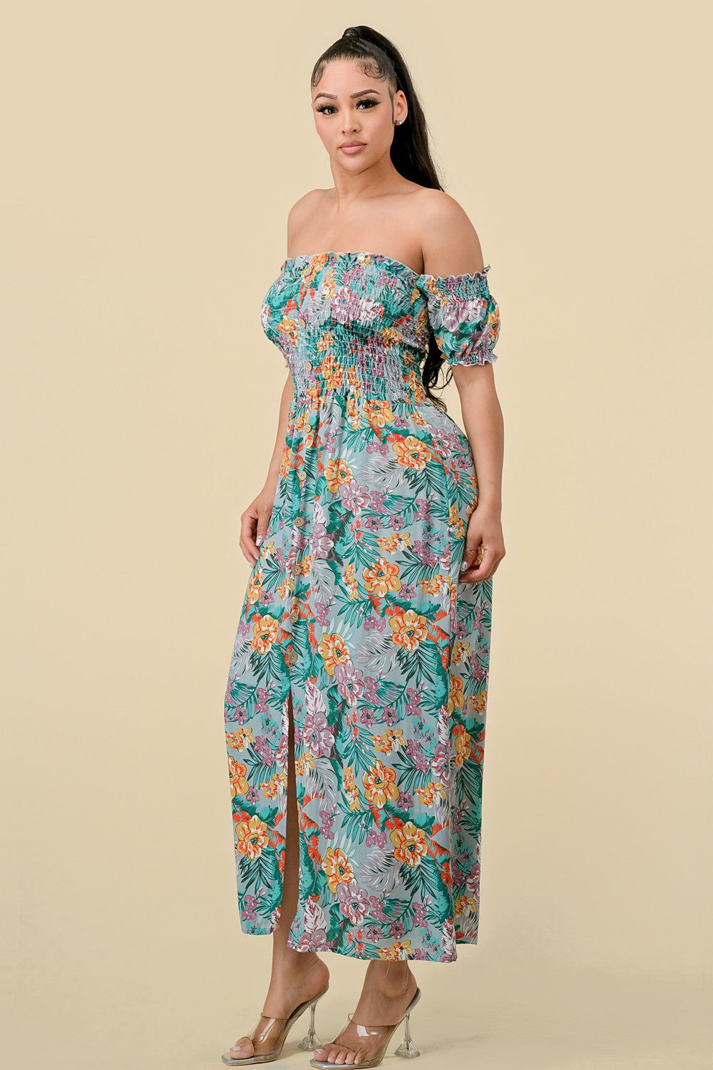 Off-the-Shoulder Floral Dress