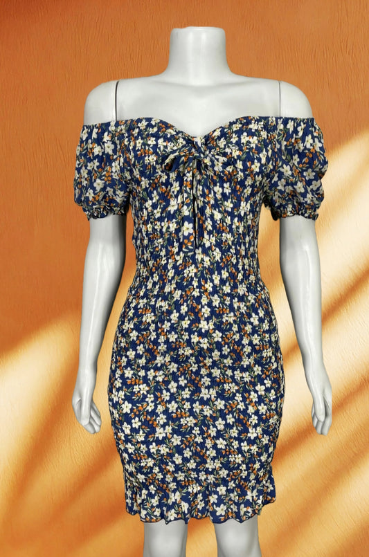 Off-the-Shoulder Ruffle Floral Dress