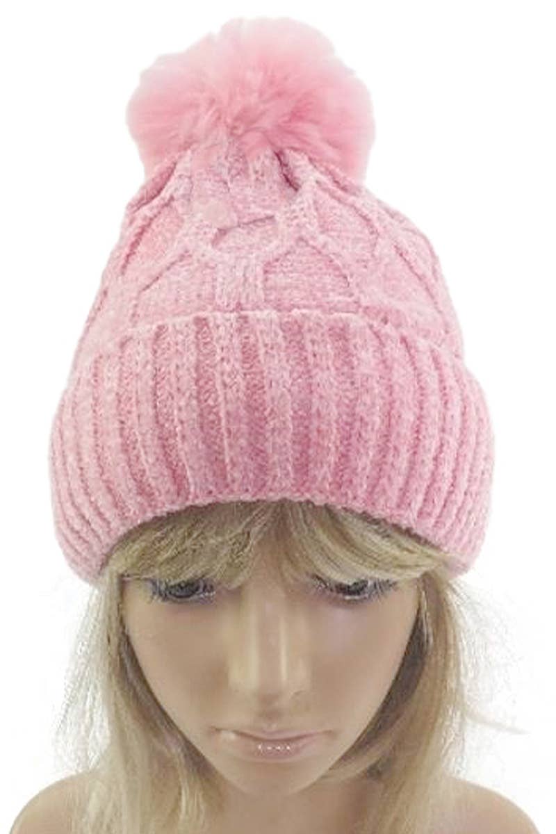 Velvety Honeycomb Knitted Beanie with Fleece