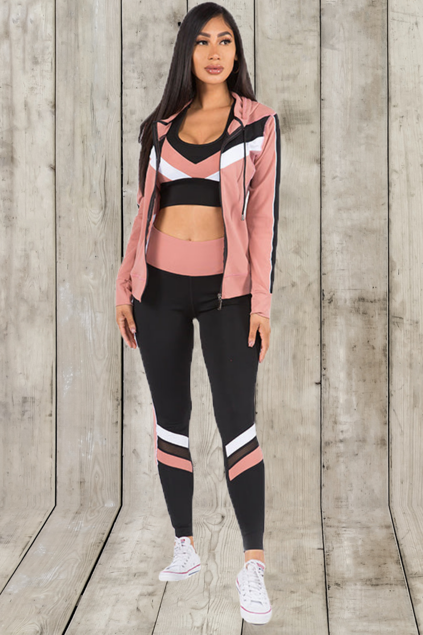 Striped Activewear 3 Piece Set