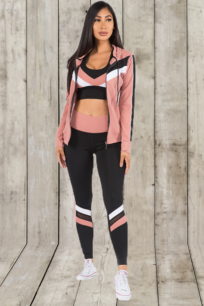 Striped Activewear 3 Piece Set