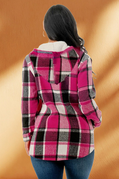Women's Hooded Plaid/Flannel Jacket with Fleece