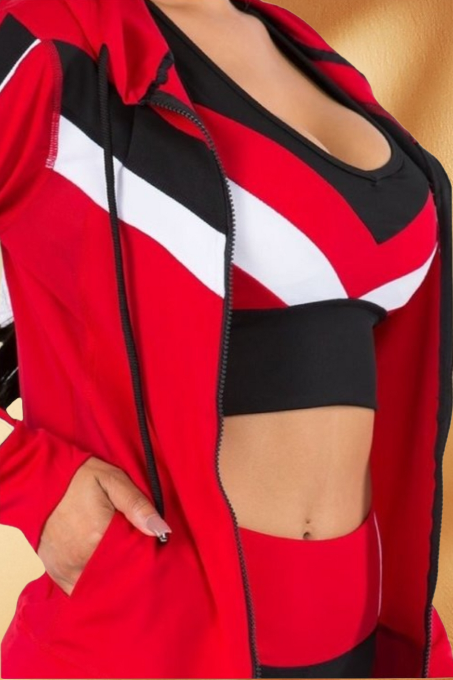 Striped Activewear 3 Piece Set