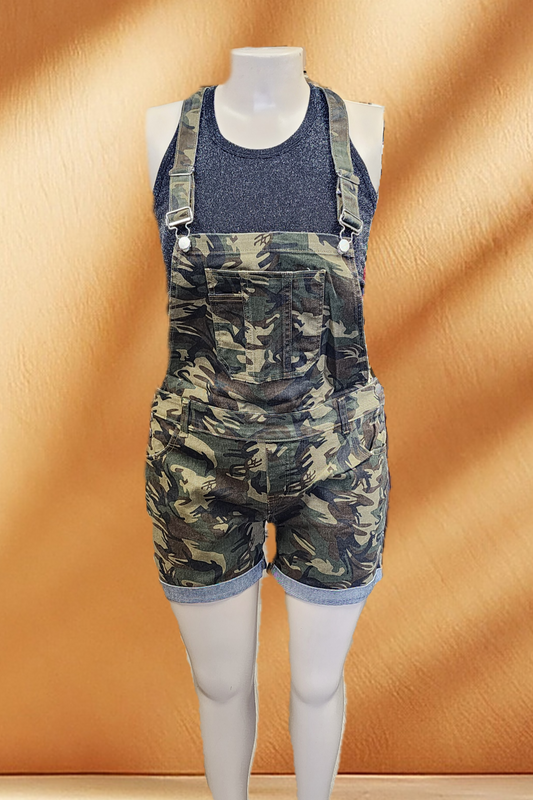 Camouflage Plus Size Shorts Overall