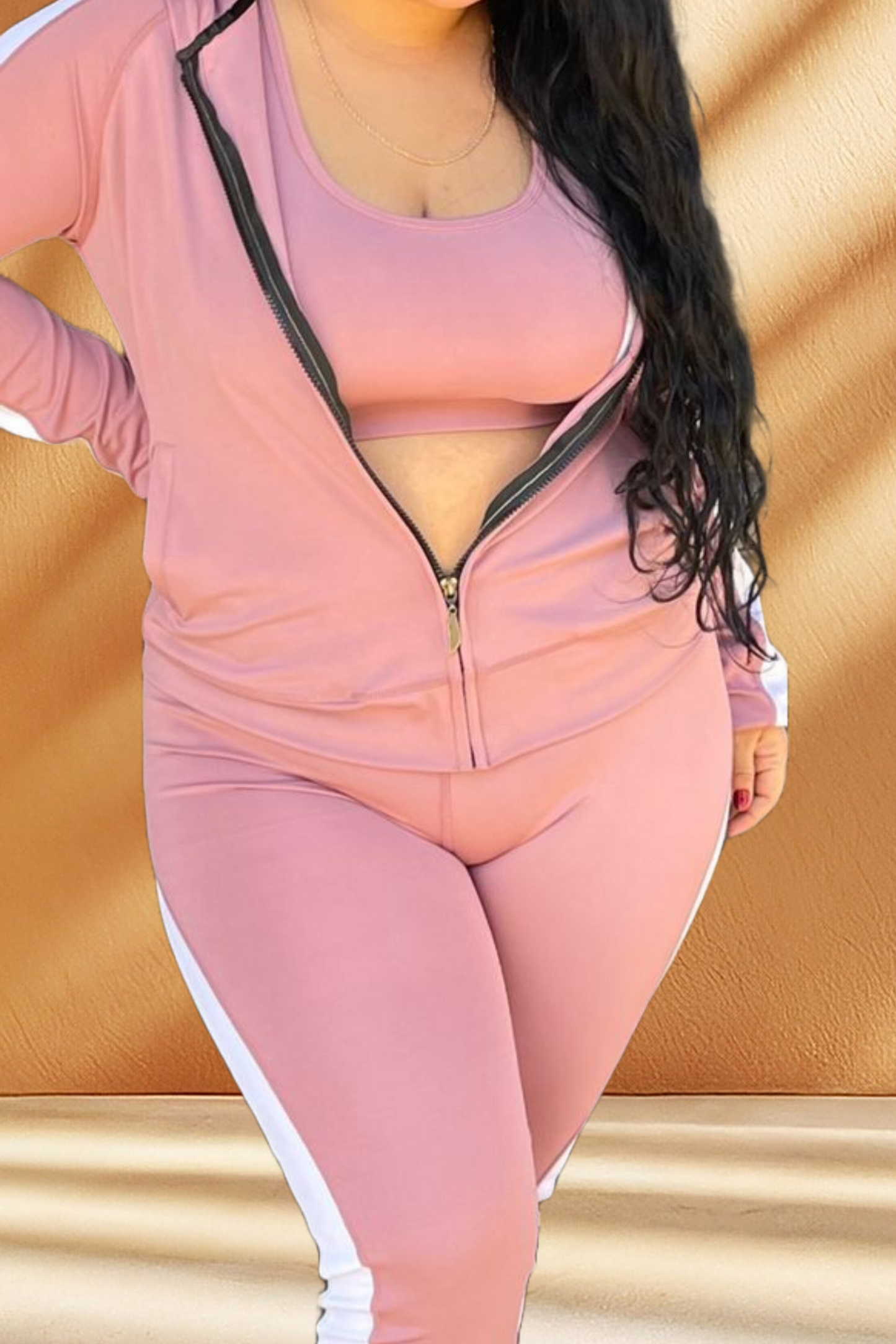 Women's Striped Plus Size Activewear 3 Piece Set