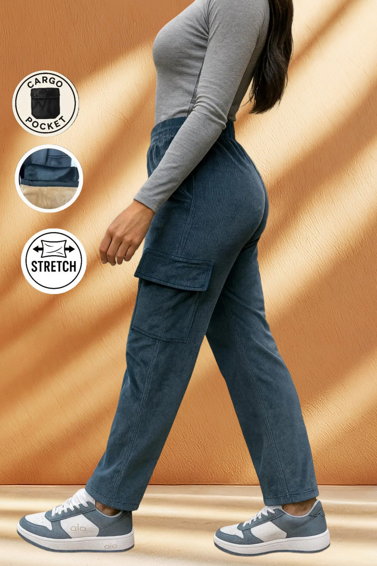 Corduroy Fleece Pants with Cargo Pockets