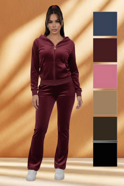 Women's Velour 2 Piece Set with Thick Fleece Lined
