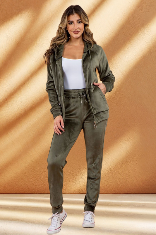 Women's Velour Jogger Set with Think Fleece-lined
