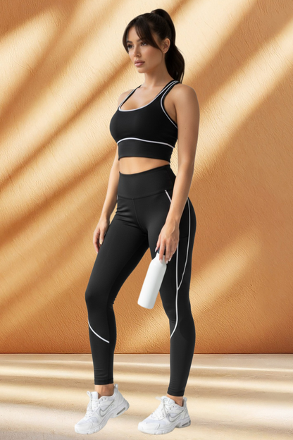 Women's White Trim Active Wear 2 Piece Set