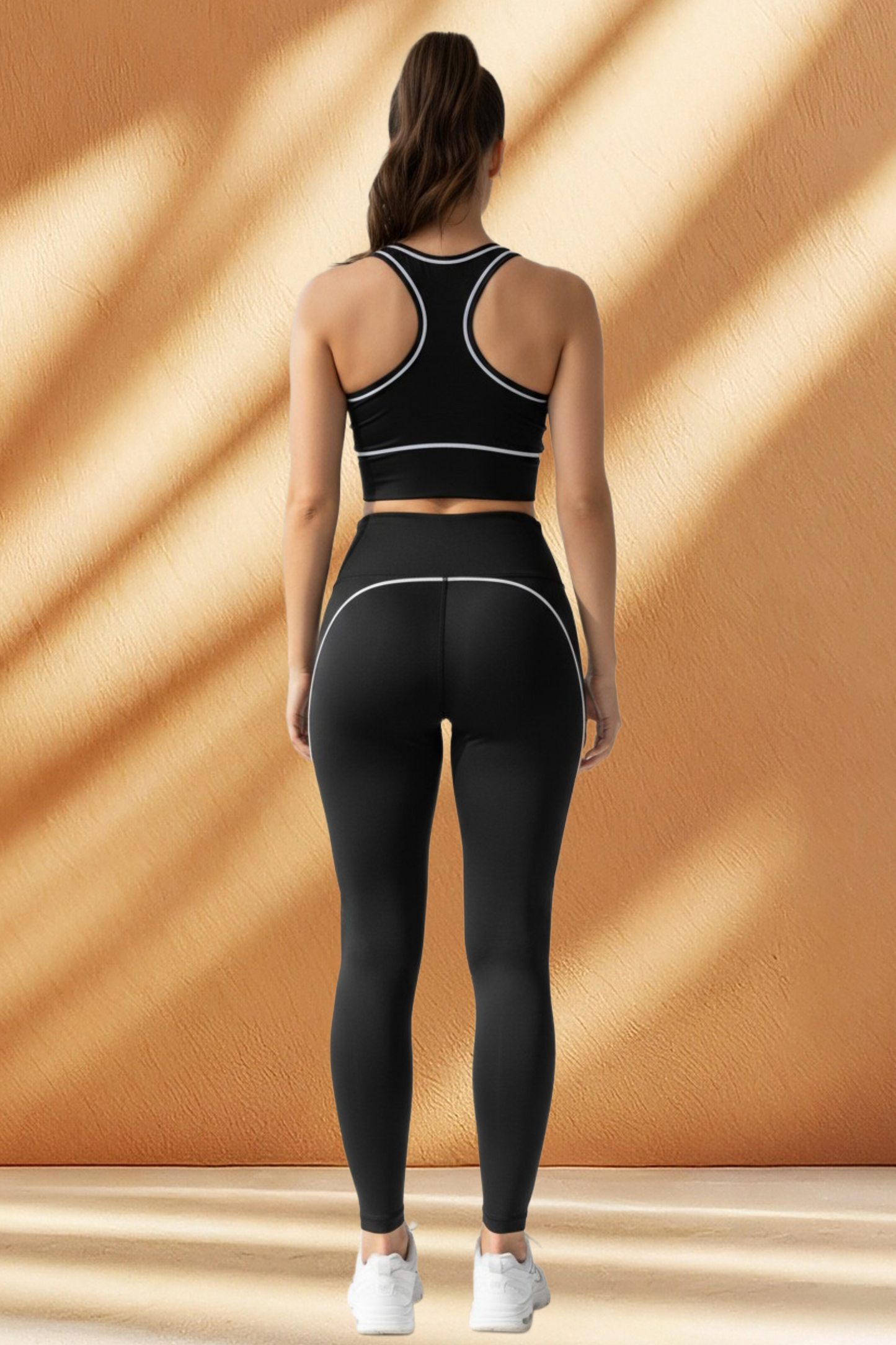 Women's White Trim Active Wear 2 Piece Set