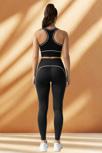 Women's White Trim Active Wear 2 Piece Set