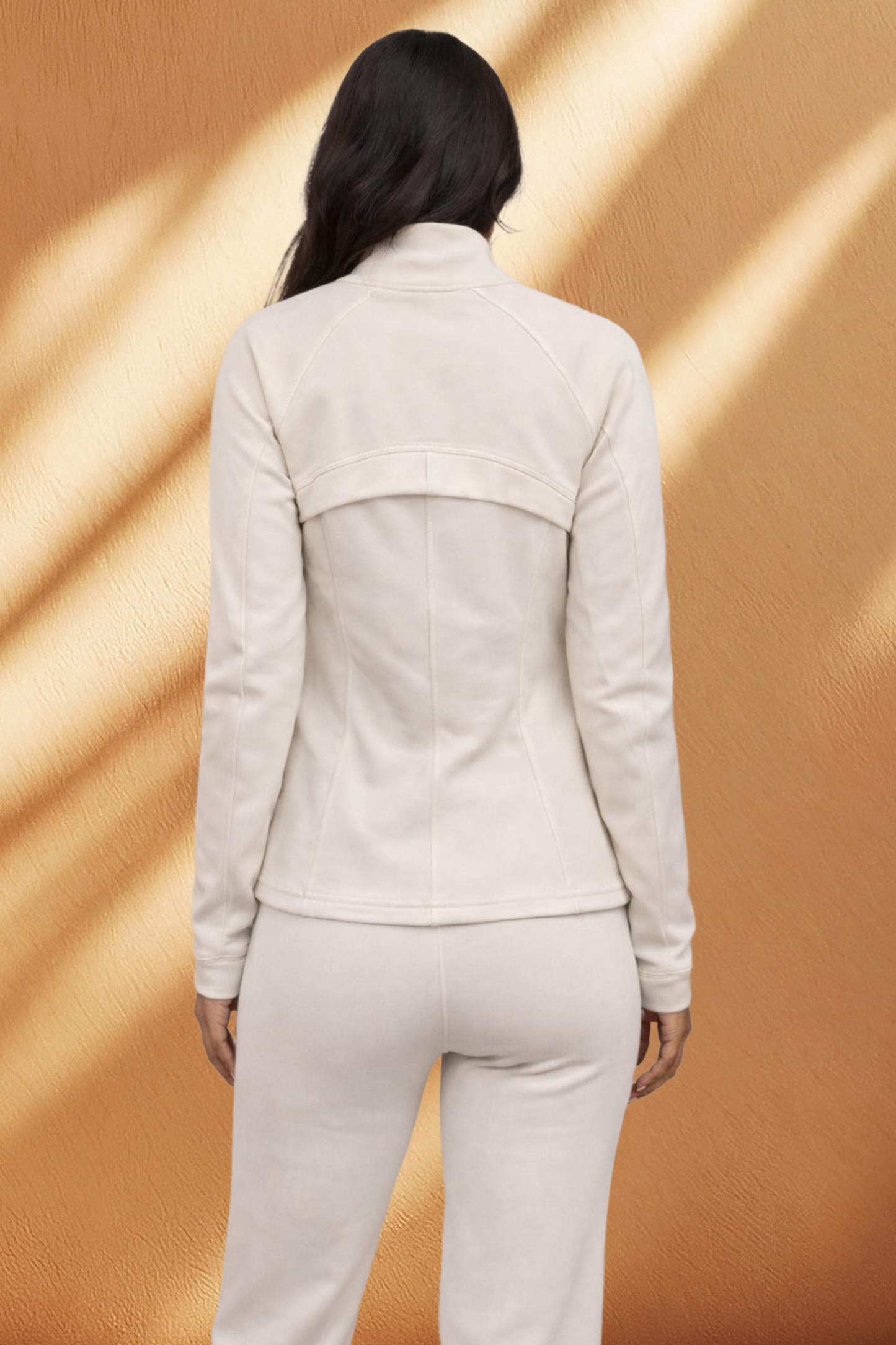 Women's Fleece Activewear 2 Piece Set with Flare Pants and Golden Zipper