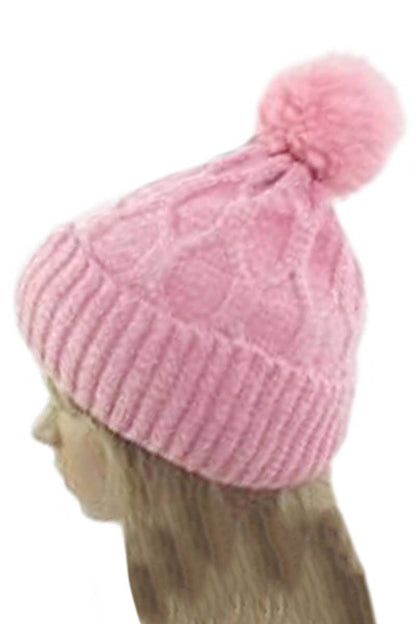Velvety Honeycomb Knitted Beanie with Fleece