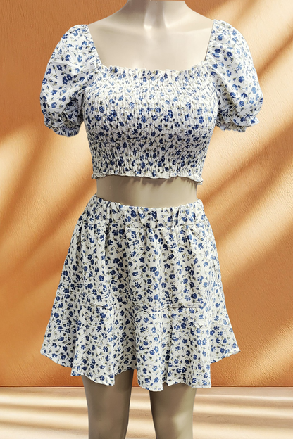 Floral  Ruffle Skirt 2 Piece Set