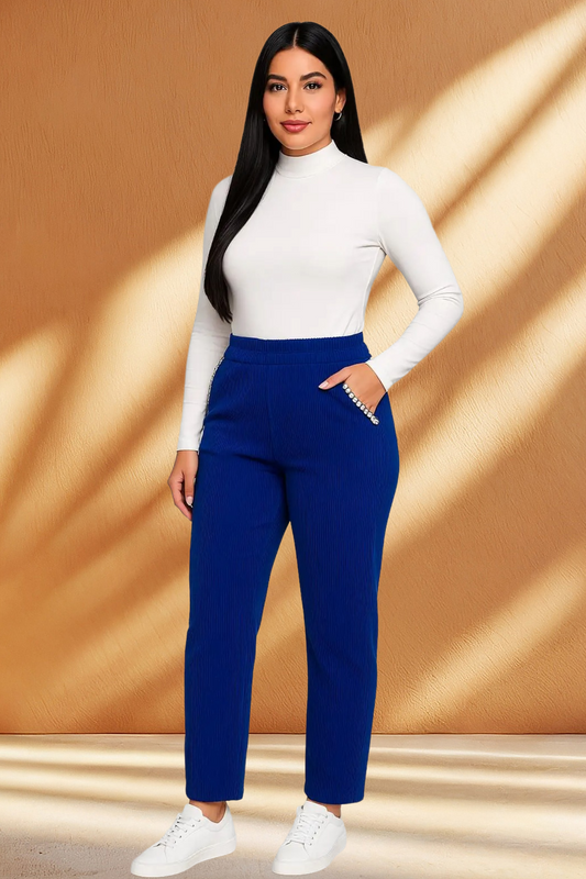 Corduroy Fleece Pants with Pearls